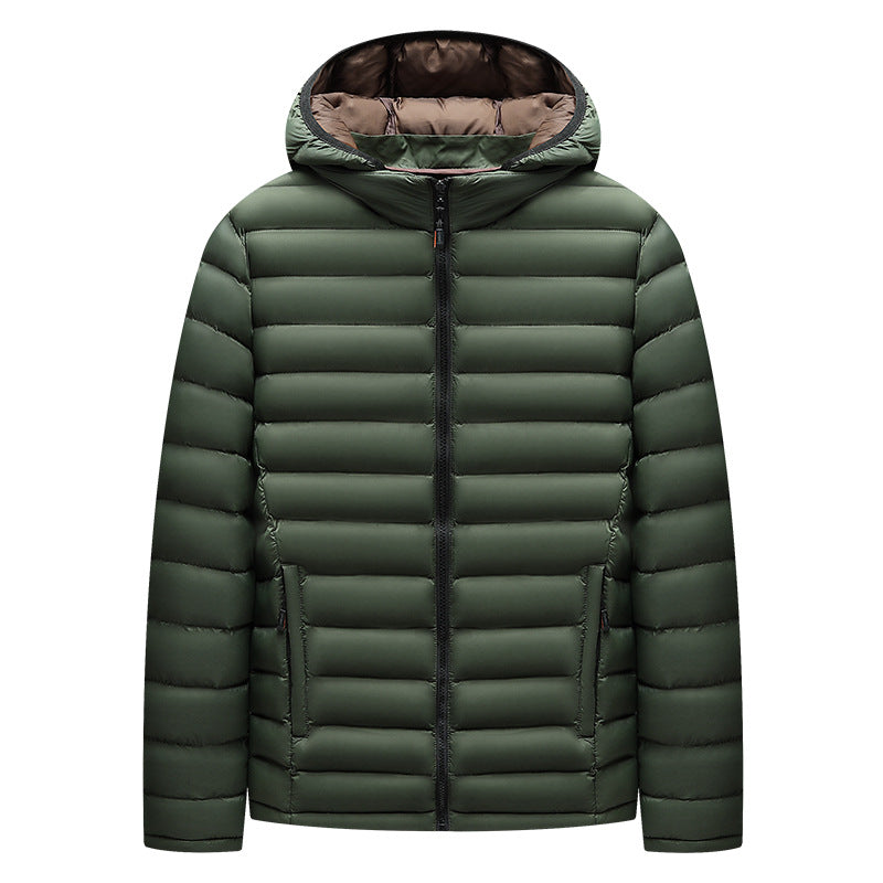 Men's Lightweight Down Cotton-padded Jacket Storage Rib Coat Army Green - D&A