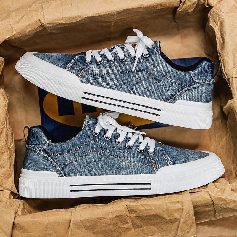 Men's Korean-style Fashion Plus Size Low-top Casual Denim All-matching Sneakers - D&A