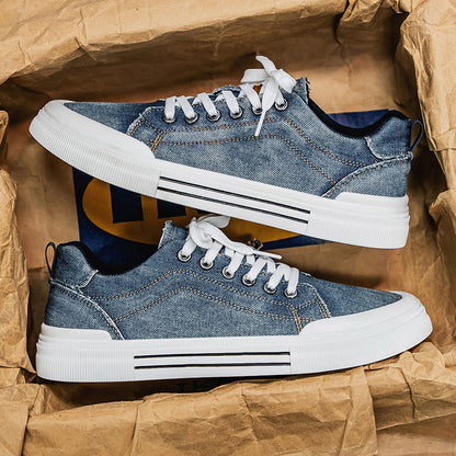 Men's Korean-style Fashion Plus Size Low-top Casual Denim All-matching Sneakers - D&A