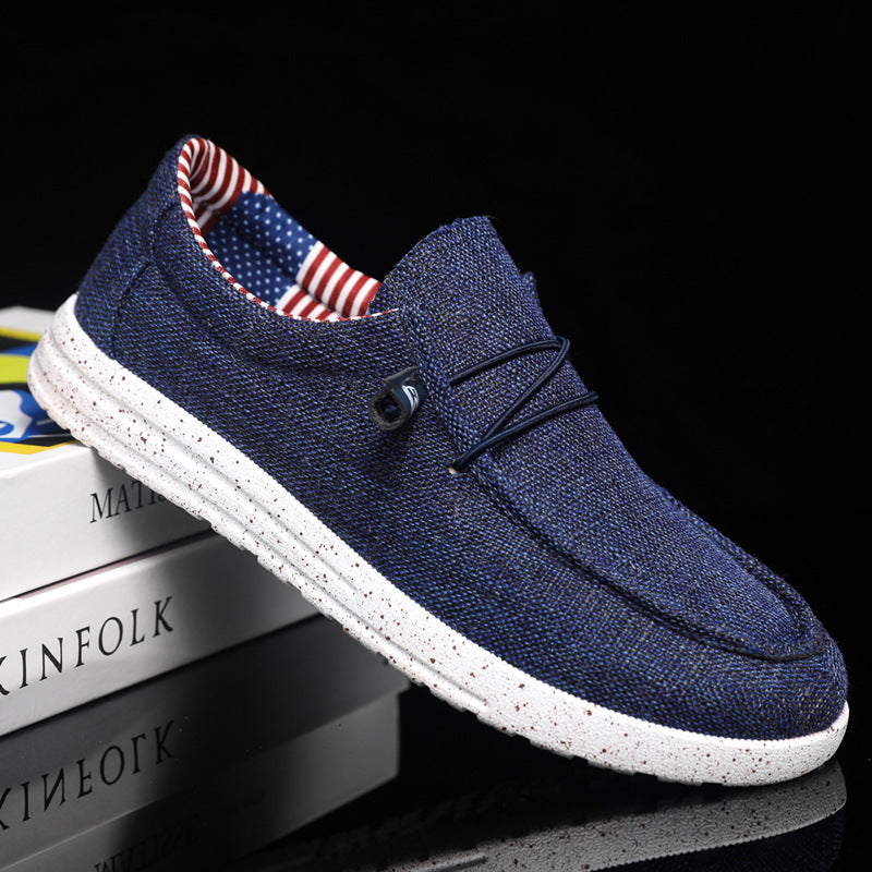 Fashion Casual Fashion Men's Breathable Lightweight Slip-on Lofter Light Canvas Shoes Blue - D&A