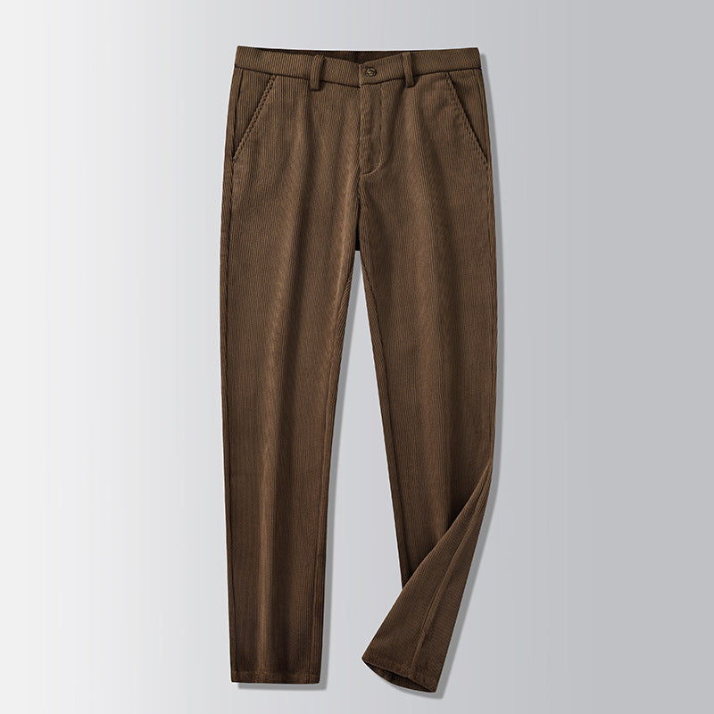 British Retro Middle-aged And Elderly Striped Pants Coffee - D&A