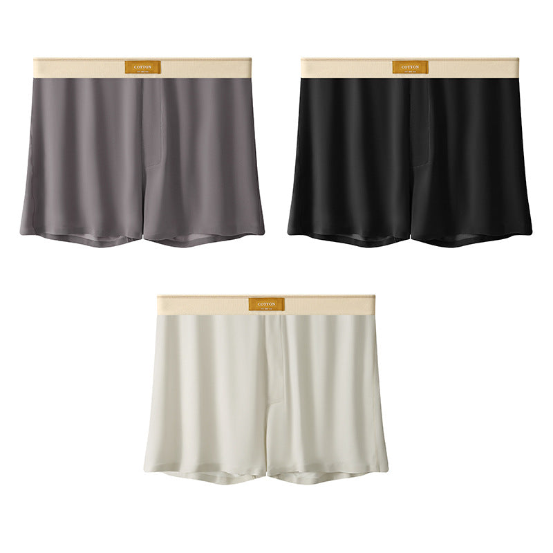 Men's Solid Color Loose Breathable Ice Silk Underwear Brown Gray Black Beige Apricot - D&A