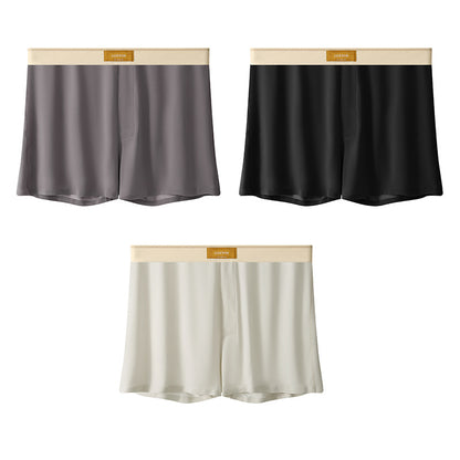 Men's Solid Color Loose Breathable Ice Silk Underwear Brown Gray Black Beige Apricot - D&A
