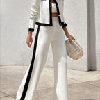 New Elegant Style Round Neck Long-sleeve Suit White - D&A