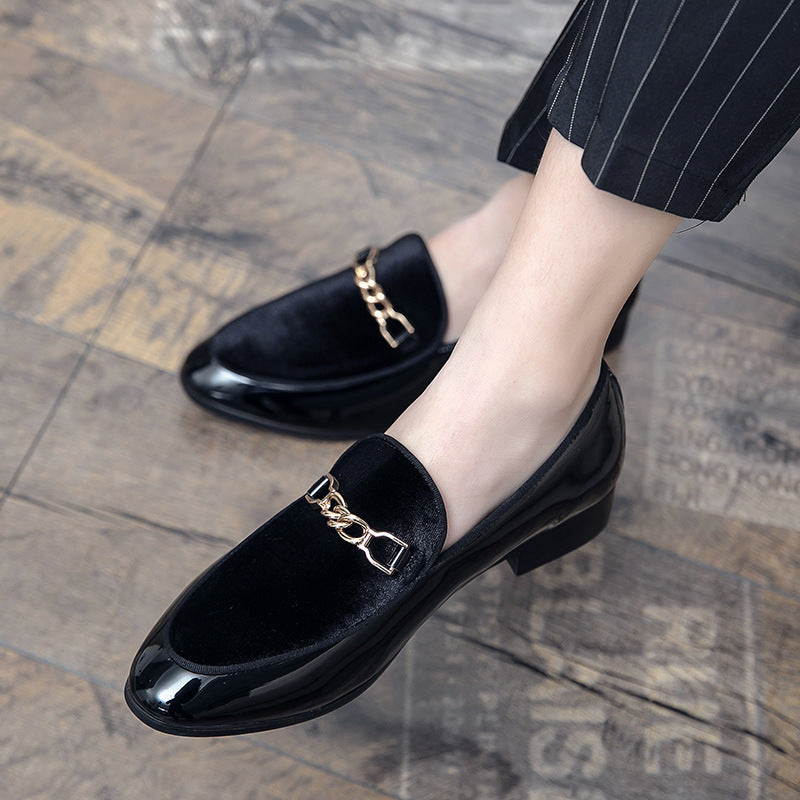 Pointed Casual Leather Shoes Men's Shoes 6955 Black - D&A