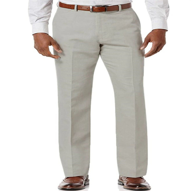 Men's Linen Slant Pockets Solid Color Breathable Trousers - D&A