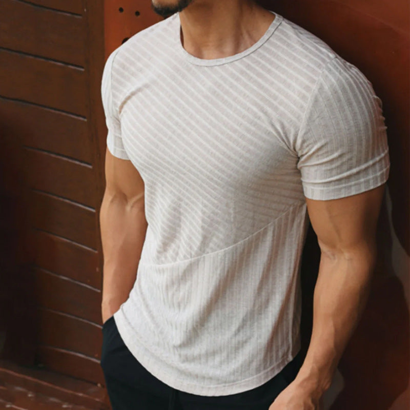 Men's Solid Color Casual Loose Short Sleeves White - D&A