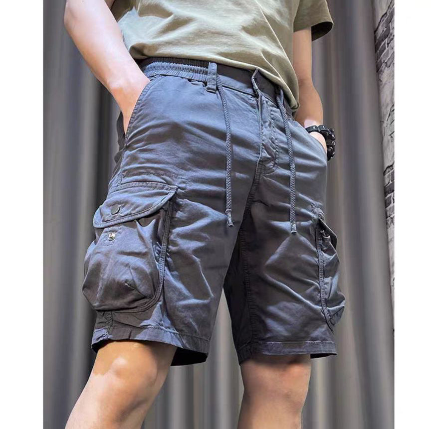 Loose Straight Multi-pocket Casual Overalls Pants Gray - D&A