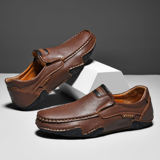 Outdoor Casual Shoes Slip-on Flat Leather Shoes - D&A
