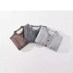 Men's Solid Color Ramie Stand Collar Retro Casual Coat Shirt - D&A