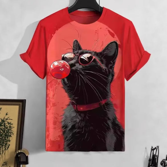 Men's Edo Cat Warrior Cartoon 3D Printed Casual T-shirt - D&A