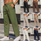 Men's Linen Solid Color Casual Elastic Waist Outdoor Daily Breathable Tube Pants - D&A