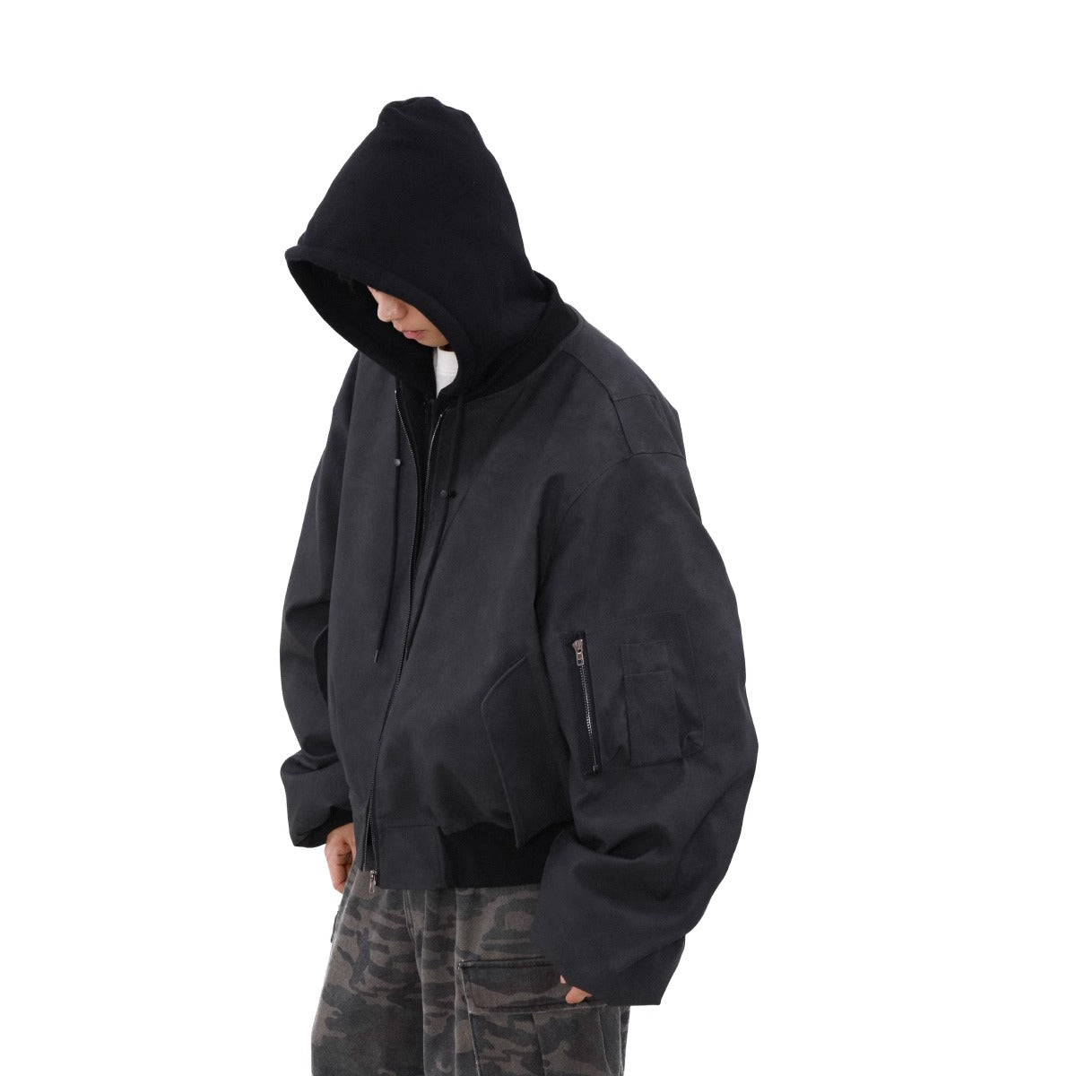 Loose Casual Hooded Coat Idle Style False Two-piece Jackets - D&A