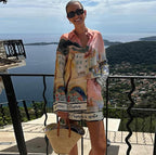 Women's Casual Style Printing Lapel Breasted Shirt Shorts Suit - D&A