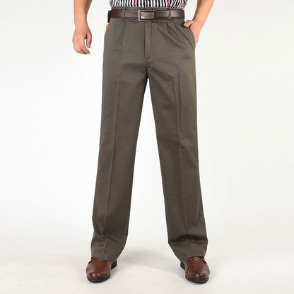 Thick Men's Pure Cotton Casual Pants 9 Deep Khaki Thickened - D&A