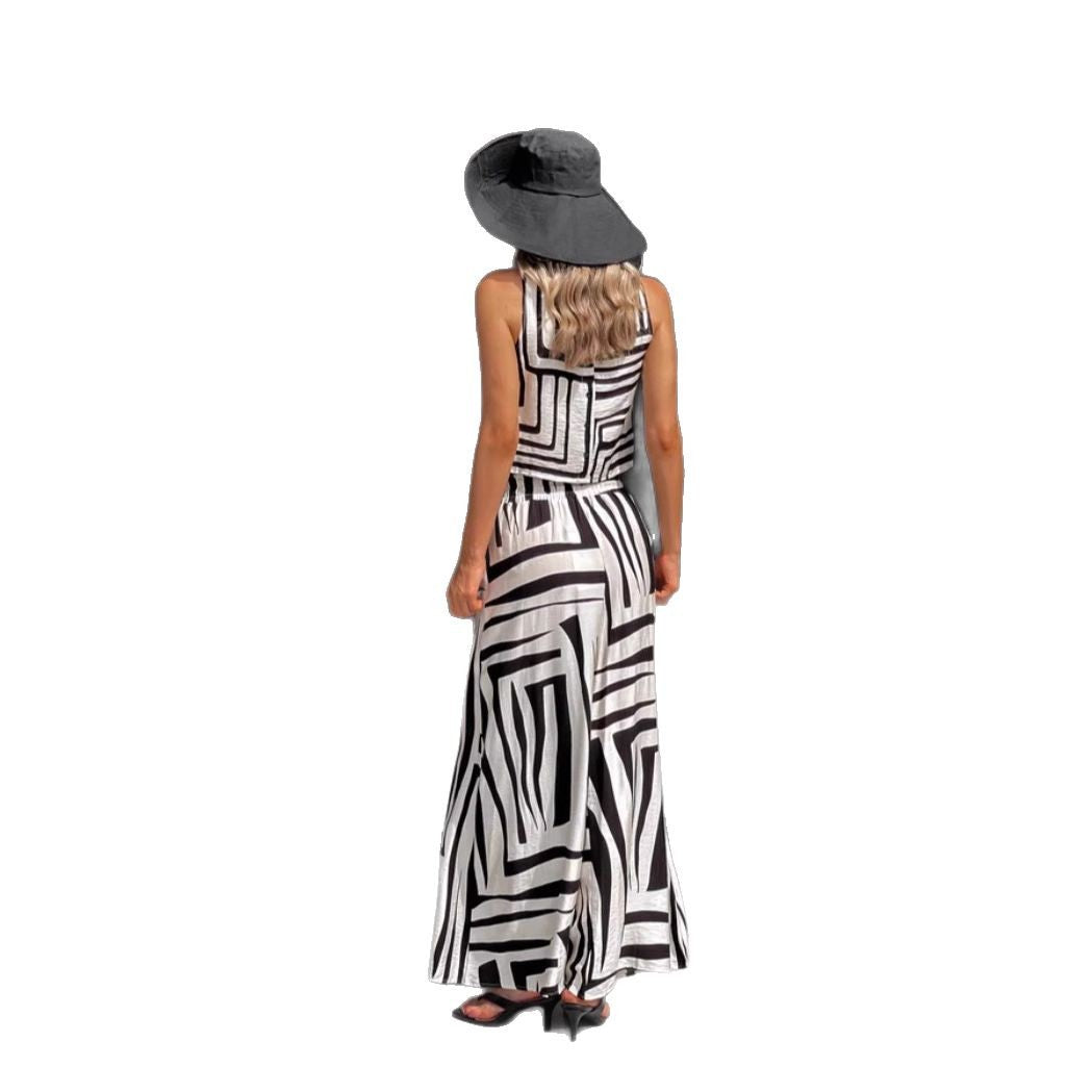 Women's Loose Vest Wide-leg Straight Pants Suit - D&A