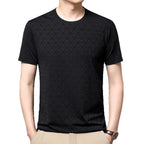 Men's Round Neck Jacquard Short Sleeve Cool Antibacterial Fashion Brand Casual Fashion Half Sleeve - D&A