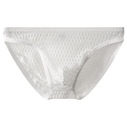 Men's Low Waist Transparent Visual Underwear White - D&A