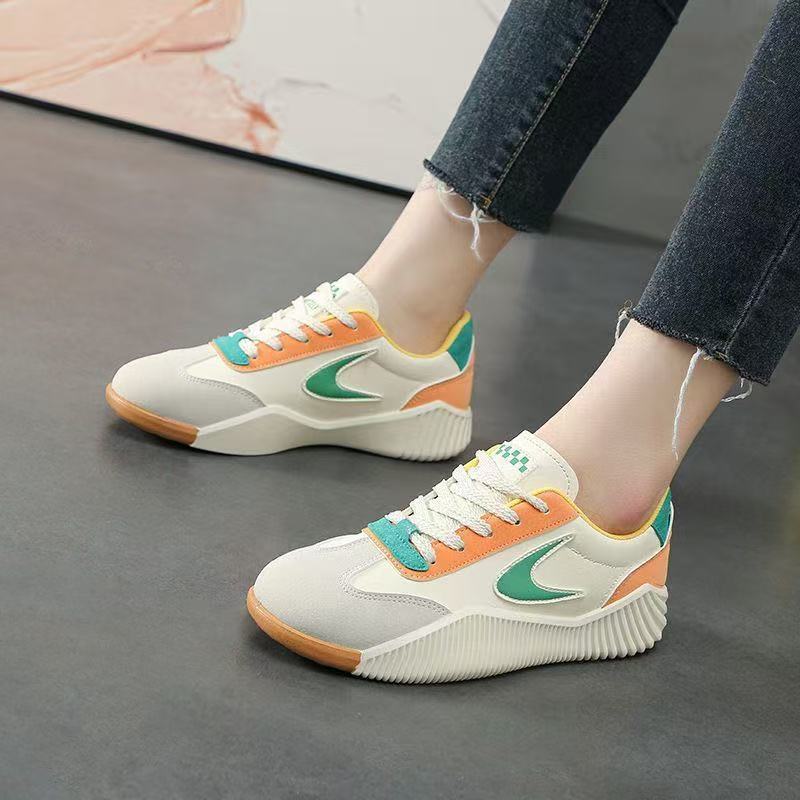 Soft Leather Casual Sneaker Soft Bottom Portable Traveling Yellow Green - D&A