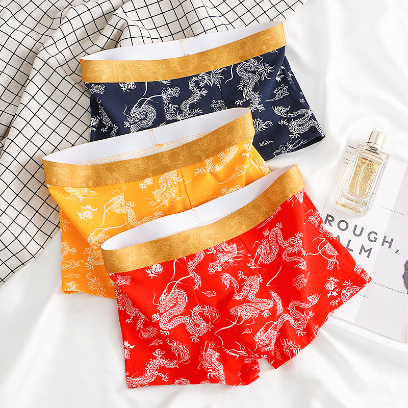 Dragon Pattern Domineering Men's Underwear Pure Cotton Comfortable - D&A