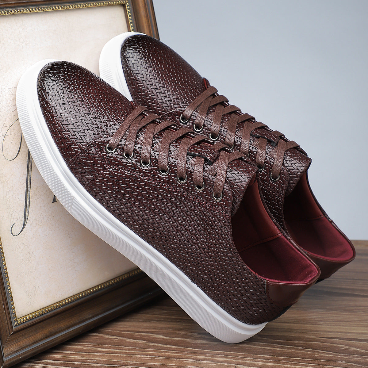 British Style Comfortable Breathable Men's Leather Shoes Low-top Flat Business - D&A