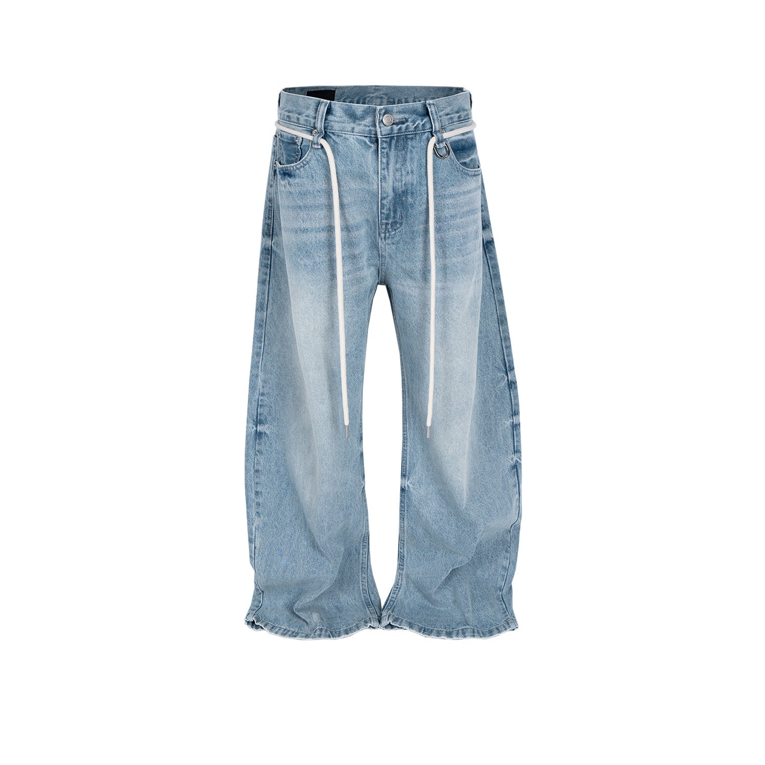 Retro Trousers Same Washed Vintage Washed Jeans With Drawstring Belt - D&A