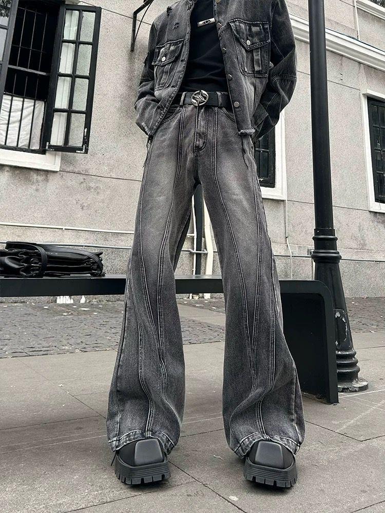 Men's Fashion Personality Original Retro Jeans Pants Gray - D&A