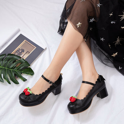 Retro Round Head Chunky Heel Mary Jane Shoes - D&A