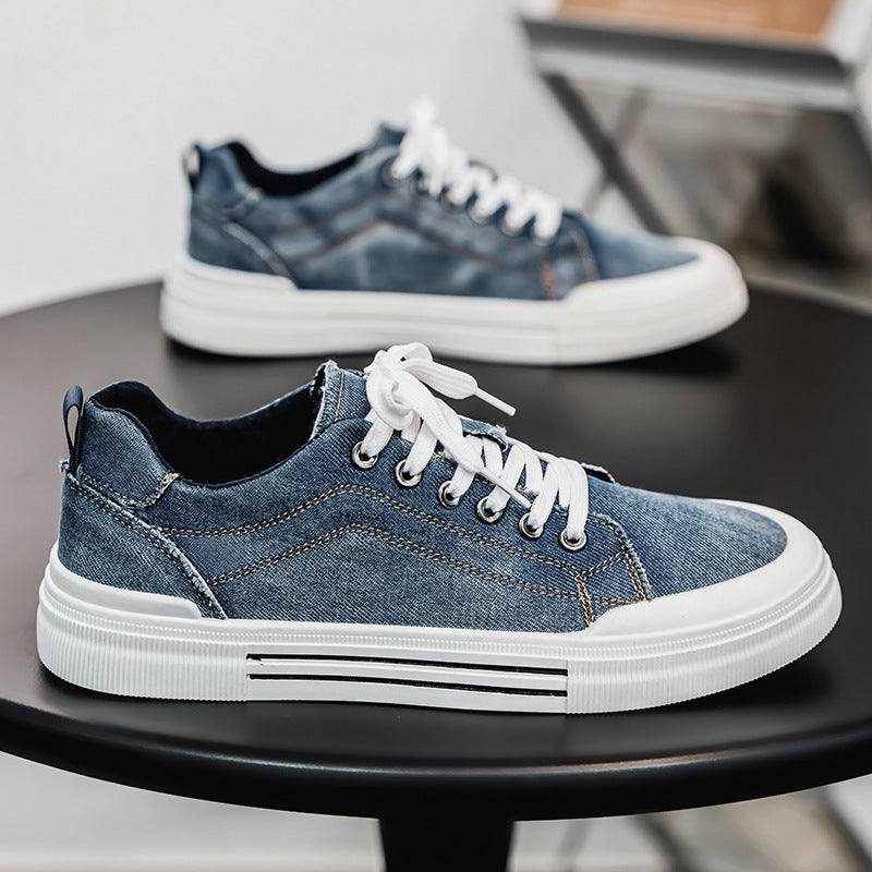 Men's Korean-style Fashion Plus Size Low-top Casual Denim All-matching Sneakers - D&A