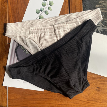 Men's Triangle Underwear Pure Cotton Pants Solid Color Shorts Black And Skin Color - D&A