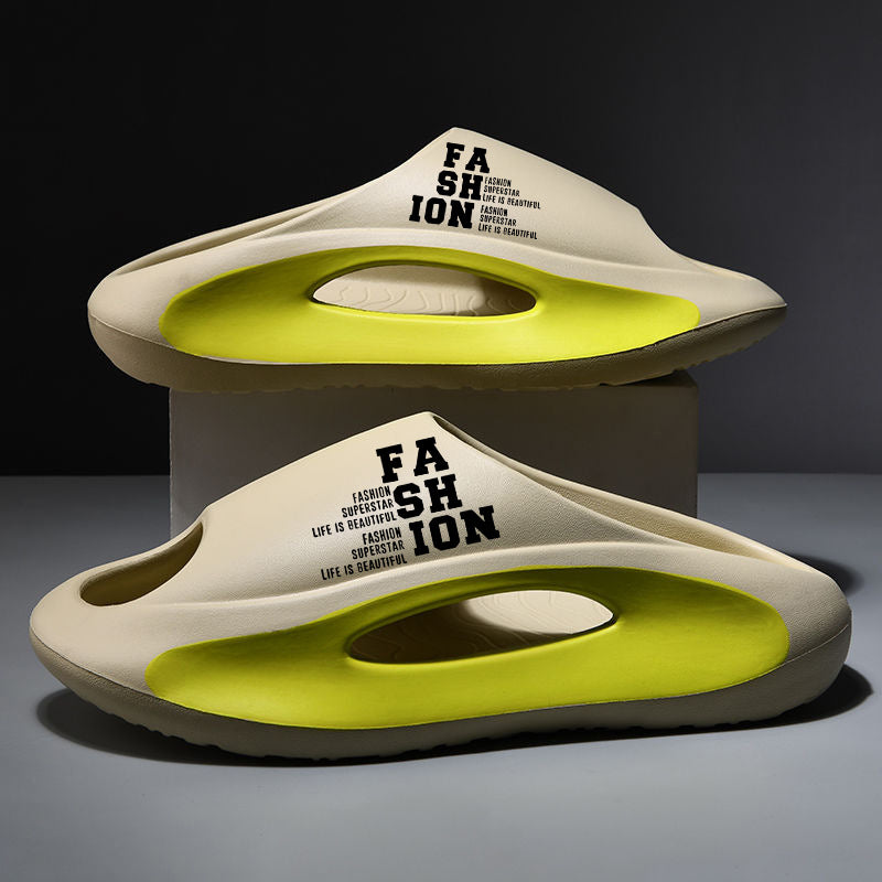 Casual Soft Bottom Men's Non-slip Platform Slippers Khaki - D&A