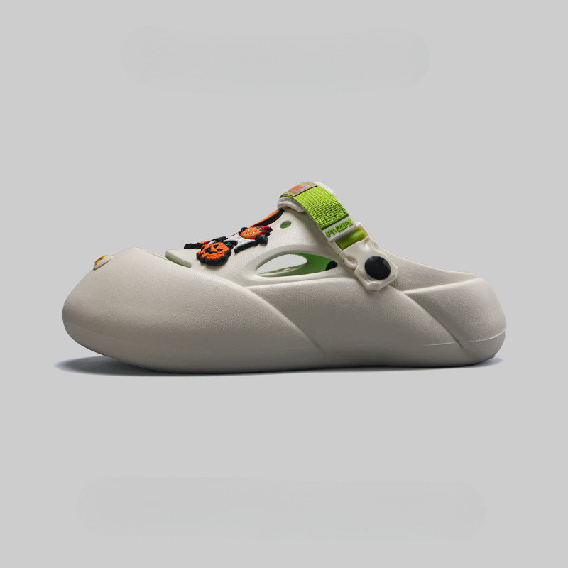 Summer Funny Baotou Beach Hole Shoes Men White - D&A