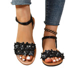 Bohemian Flat Flower Strap Sandals - D&A