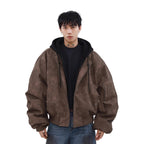 Loose Casual Hooded Coat Idle Style False Two-piece Jackets - D&A