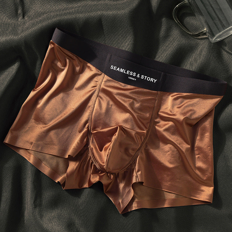 Satin Light Luxury Men's Ice Silk Underwear Coffee - D&A