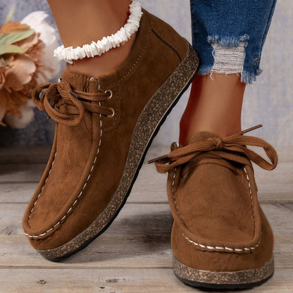 Plus Size Women's Shoes Flat Elastic Band Slip-on Casual Shoes Brown - D&A