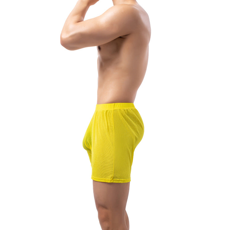 New Men's Leggings Solid Color Fully Transparent Underwear Yellow - D&A