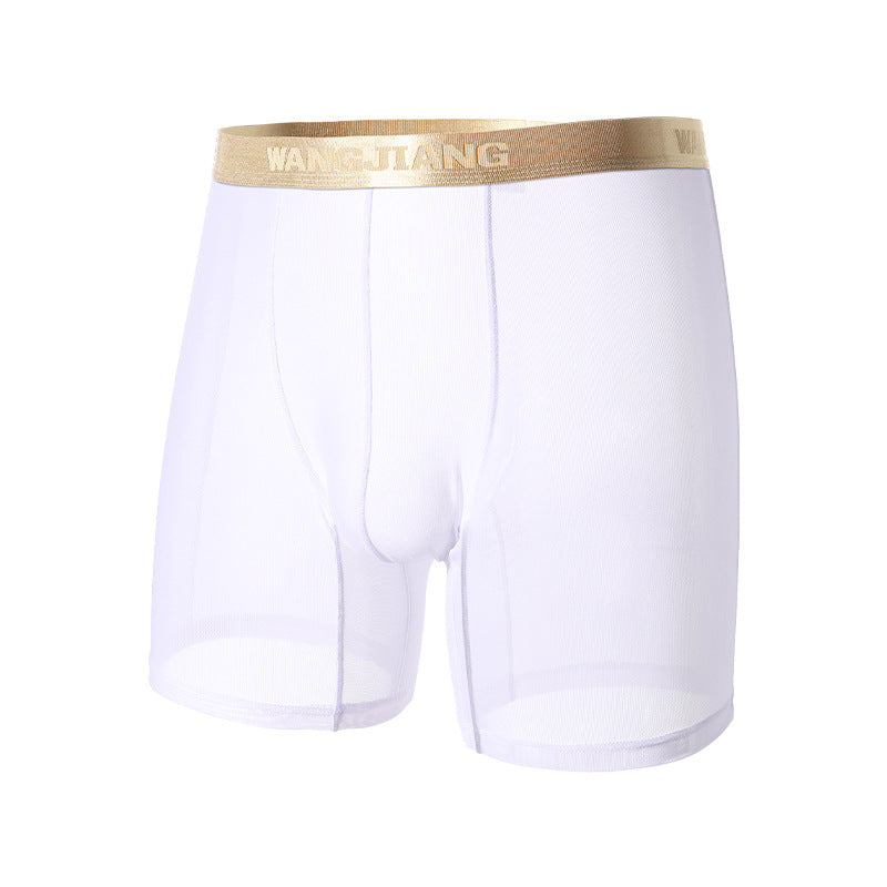 Summer Ice Silk Men's Underwear Boxers Semi-permeable Low Waist Breathable White - D&A
