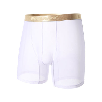 Summer Ice Silk Men's Underwear Boxers Semi-permeable Low Waist Breathable White - D&A