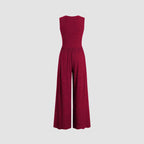 Women's Solid Color Loose Sleeveless Knitted Jumpsuit