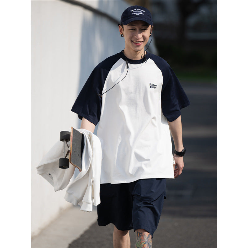 Casual Japanese Junior Raglan Sleeve T-shirt Bottoming Shirt For Men - D&A