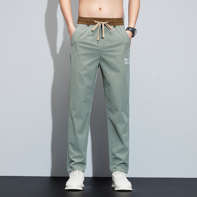 Ice Silk Quick-drying Loose Straight Sports Casual Pants Light Green - D&A