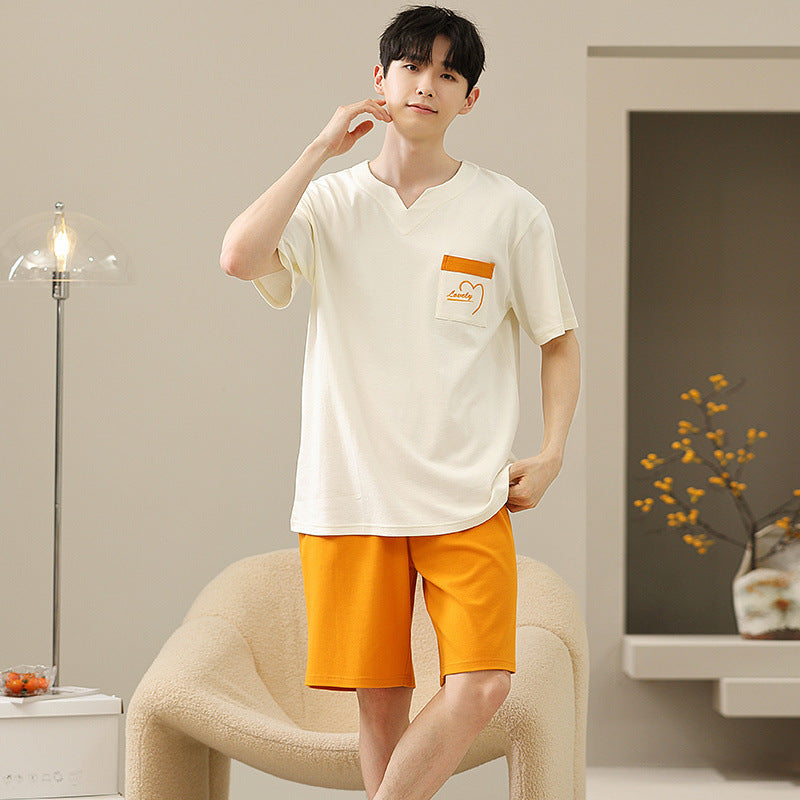 Men's Soft Short Sleeve 2 Casual Plus Size Pajamas Suit - D&A