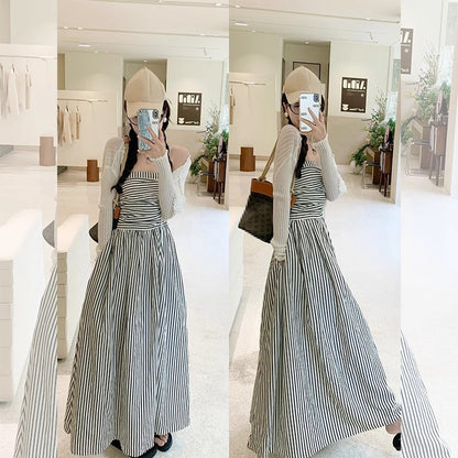 Tube Top Contrast Color Striped Shirt Dress Women's Summer - D&A