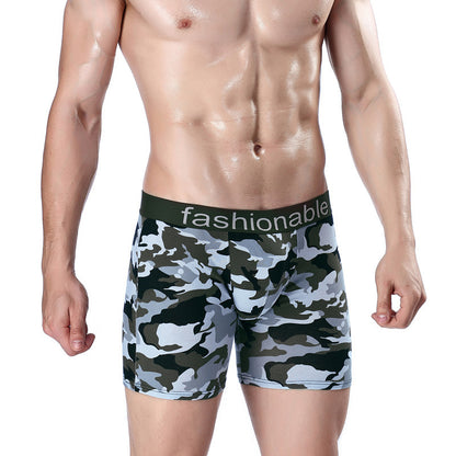 Men's Sports Lengthened Camouflage Printed Cotton Boxer Briefs - D&A