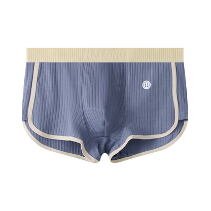 Men's Mid-waist Simple Fashionable Breathable Comfortable Boxers Gray And Blue - D&A