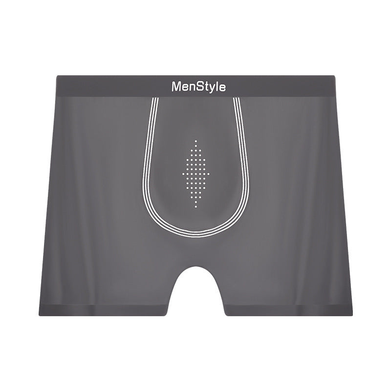 Satin Ice Silk Breathable Single-layer Bottom Crotch Seamless Boxers Dark Gray - D&A