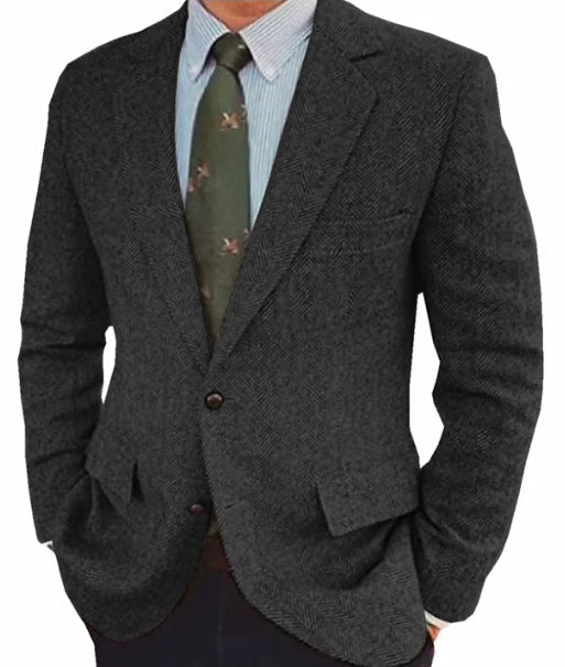 Men's Business Casual Herringbone Suit Jacket - D&A
