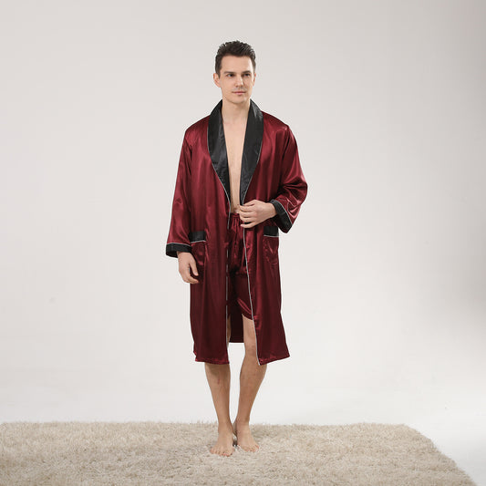 Men's Silk Nightgown Shorts Two-piece Suit - D&A