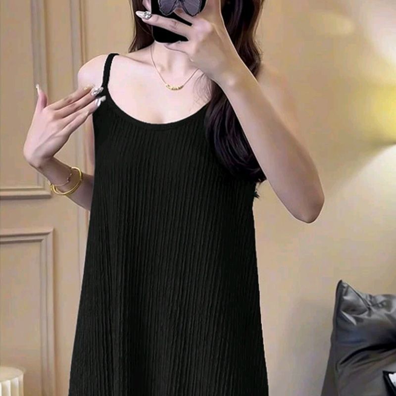 Black Camisole Summer Long Dress Fashion Black - D&A